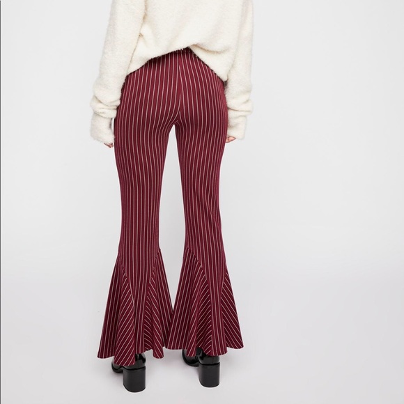Free People High Rise Striped Flare Pants - Picture 4 of 8